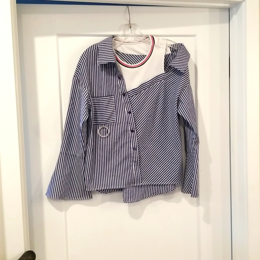 Fairwhale Stripe Shirt Size M